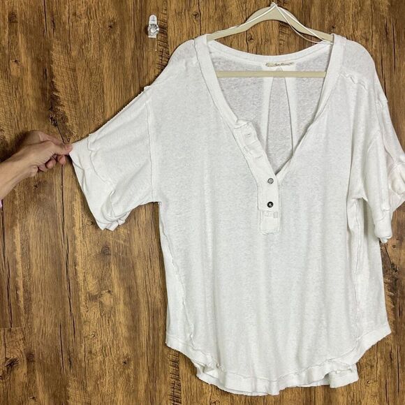 NWOT Free People Heritage Henley, Medium, White, OB1281381 - Picture 4 of 14
